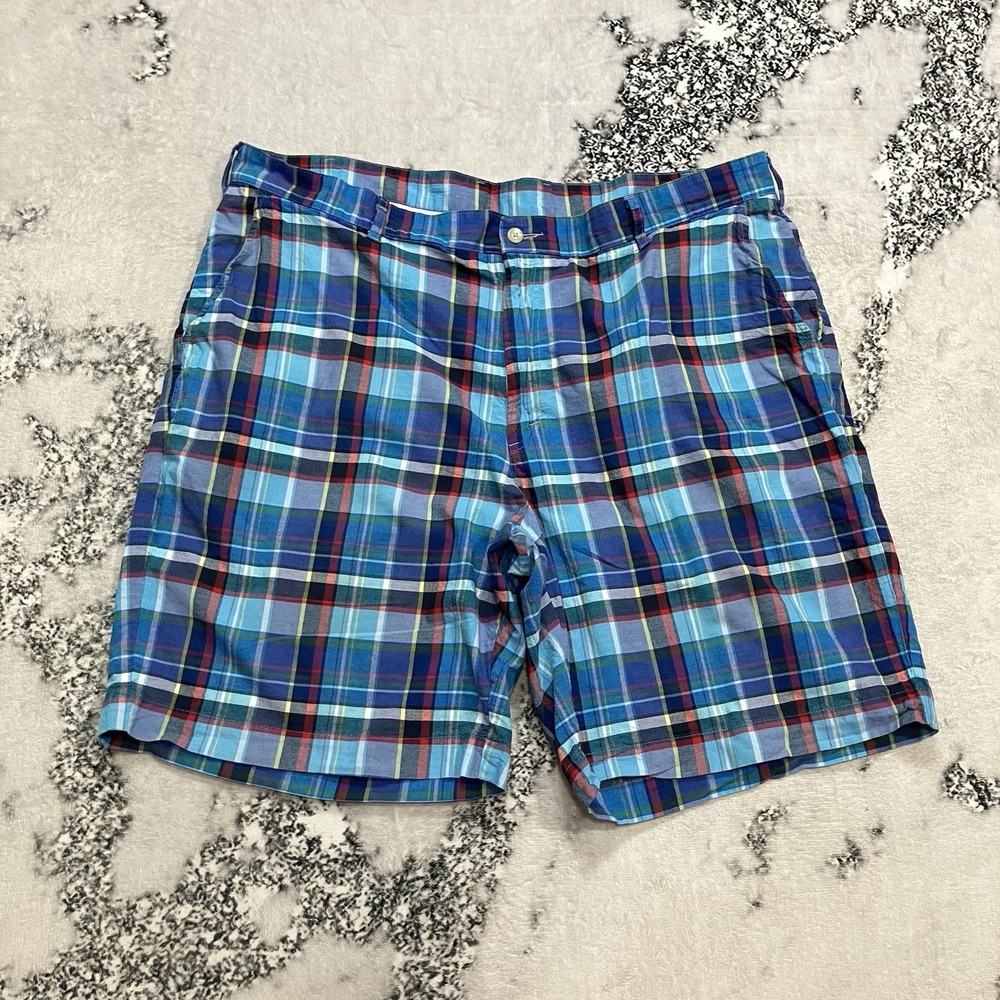 Bills Khakis Plaid Shorts Mens 44 Made in USA Cotton Classic‎ Preppy Blue